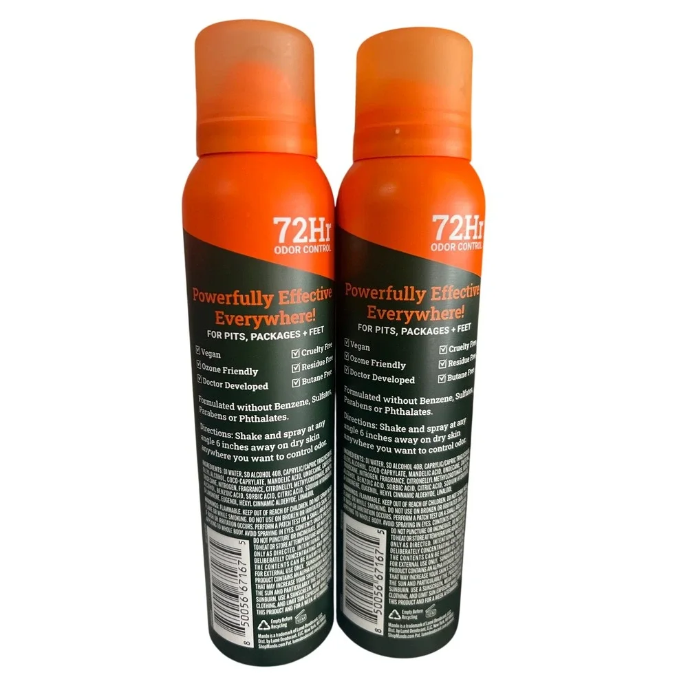 2 Mando Whole Body Deodorant Invisible Spray Clover Woods 3.6oz  Aluminum Free